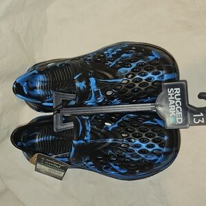 Rugged Shark Kids Size 13 Blue-Black Slip On Floatable Water Sneakers New